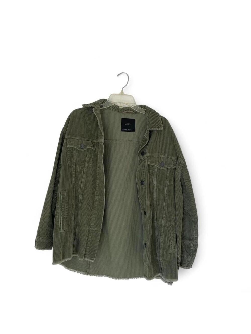 Women's Zara green corduroy jacket S SMALL Oversized fit